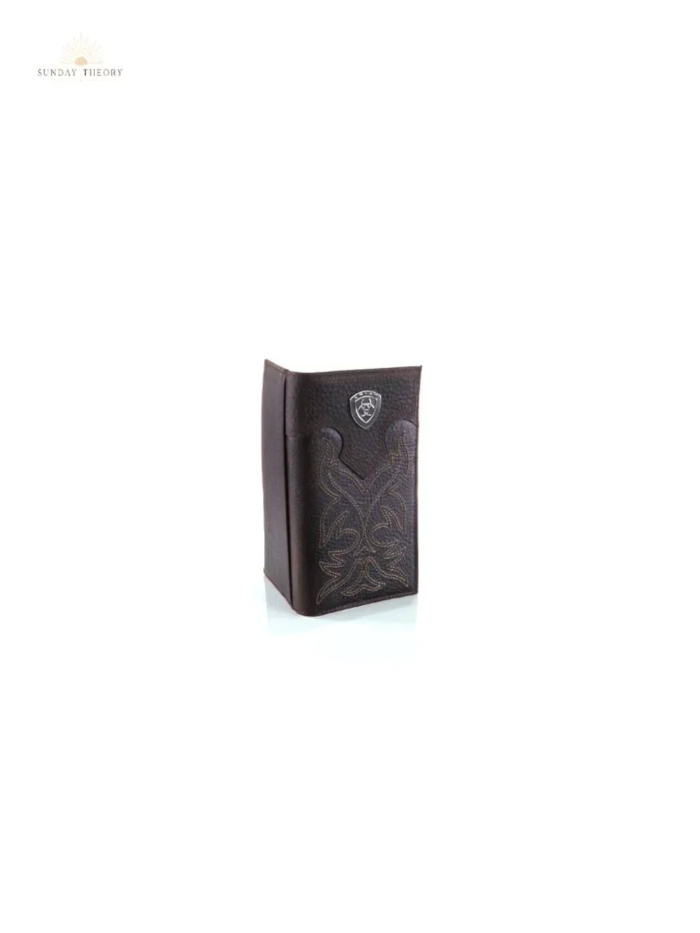 Top Grain Leather Bi-Fold Wallet Western Embroidery 17 Pockets